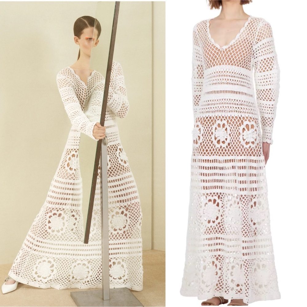 Self-Portrait Crochet Midi Dress - Picture 1 of 5